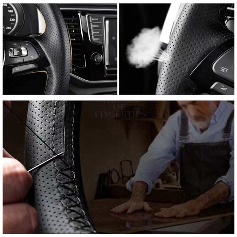 DIY negro cuero genuino fibra  - Fishing Boat Steering Wheel reseña y precio